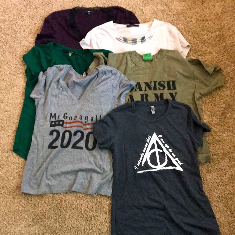 Lot of 6 size large short sleeve tops